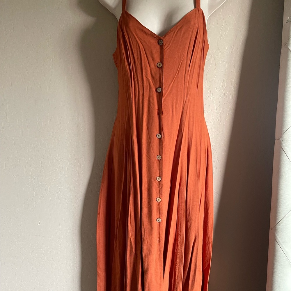 Casual Orange Button-Down Dress